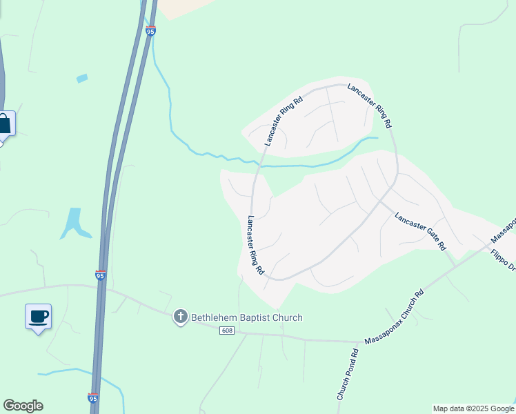 map of restaurants, bars, coffee shops, grocery stores, and more near 3503 Lancaster Ring Road in Fredericksburg