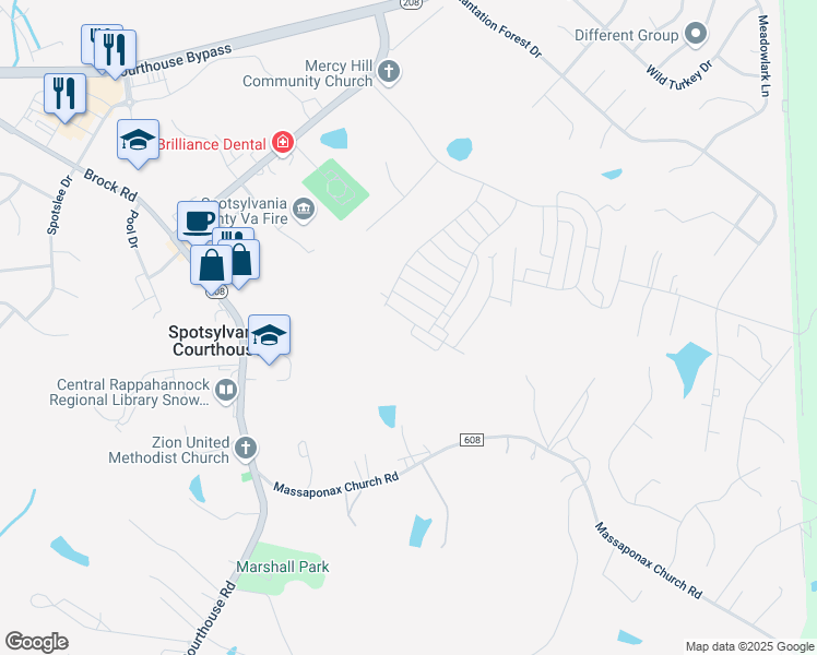 map of restaurants, bars, coffee shops, grocery stores, and more near 6516 Crittenden Lane in Spotsylvania Courthouse