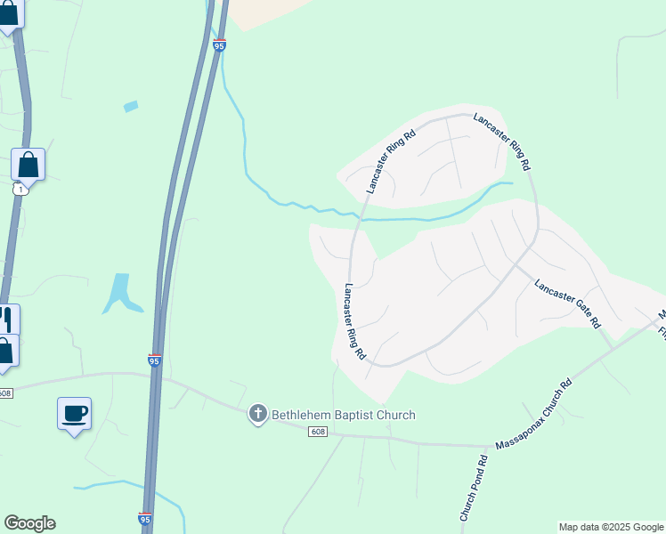 map of restaurants, bars, coffee shops, grocery stores, and more near 4502 Cornwall Court in Fredericksburg