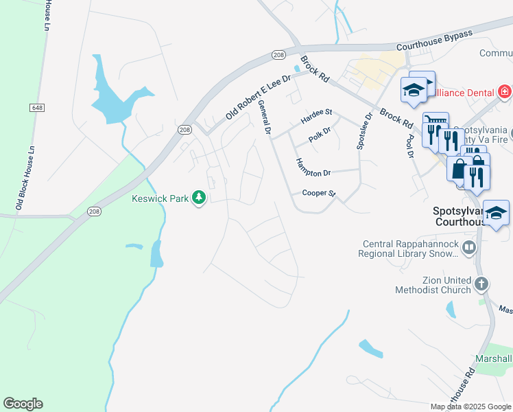map of restaurants, bars, coffee shops, grocery stores, and more near 8817 Marlow Drive in Spotsylvania Courthouse