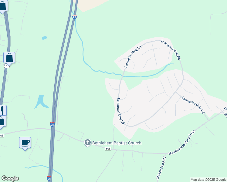 map of restaurants, bars, coffee shops, grocery stores, and more near 4502 Cornwall Court in Fredericksburg