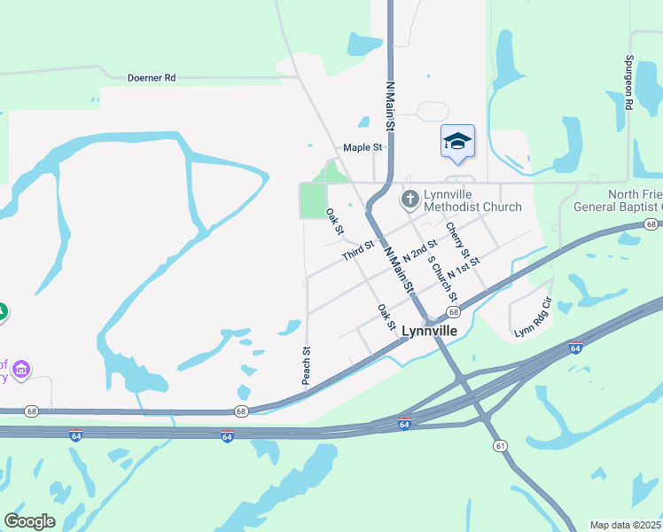map of restaurants, bars, coffee shops, grocery stores, and more near 246 W 3rd St in Lynnville