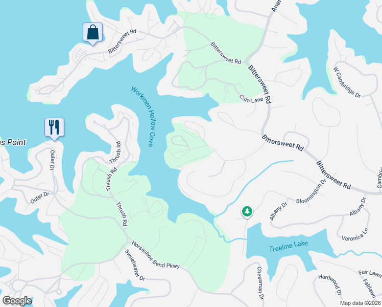 map of restaurants, bars, coffee shops, grocery stores, and more near 1094-1098 Daisy Rd in Lake Ozark