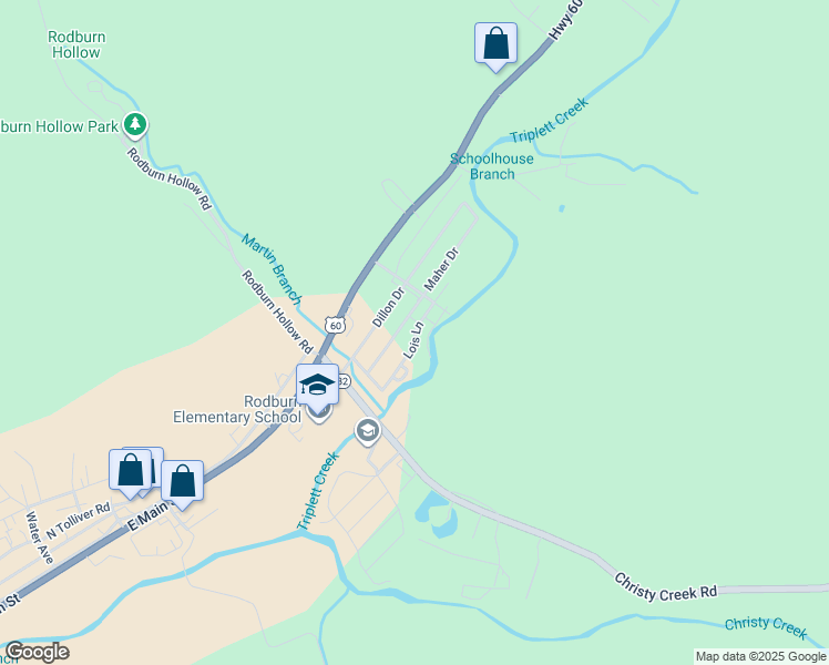 map of restaurants, bars, coffee shops, grocery stores, and more near 113 Maher Drive in Morehead