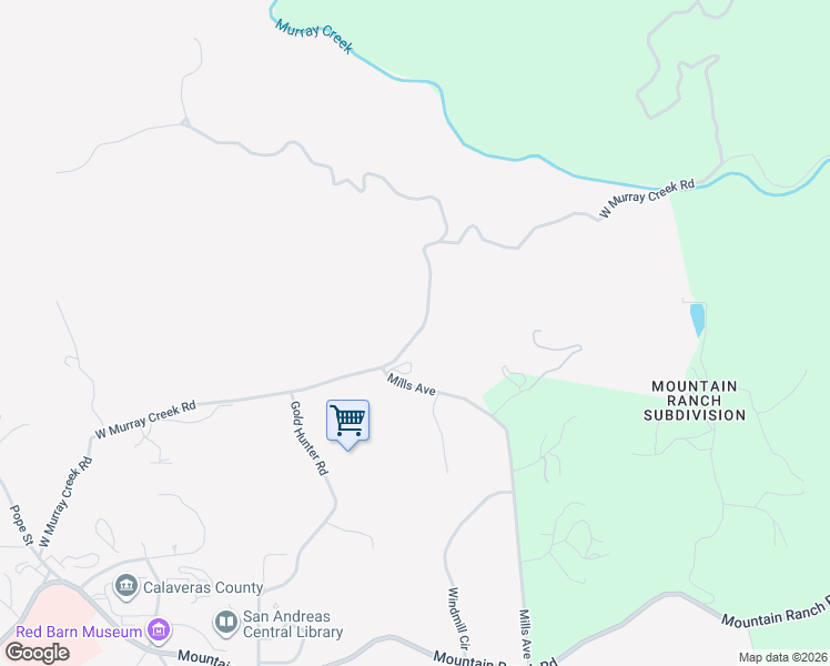 map of restaurants, bars, coffee shops, grocery stores, and more near 144 Murraydale Lane in San Andreas