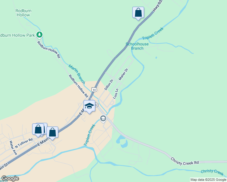 map of restaurants, bars, coffee shops, grocery stores, and more near 113 Maher Drive in Morehead