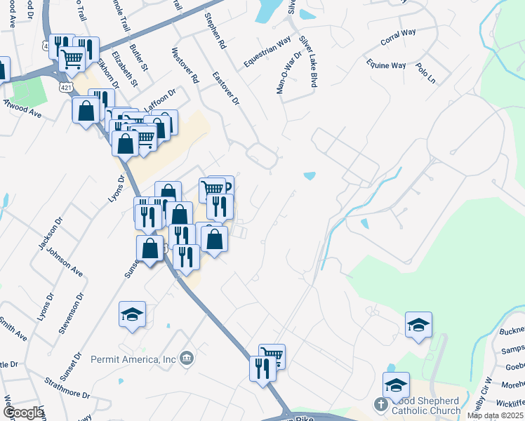 map of restaurants, bars, coffee shops, grocery stores, and more near 118 Tuscany Lane in Frankfort