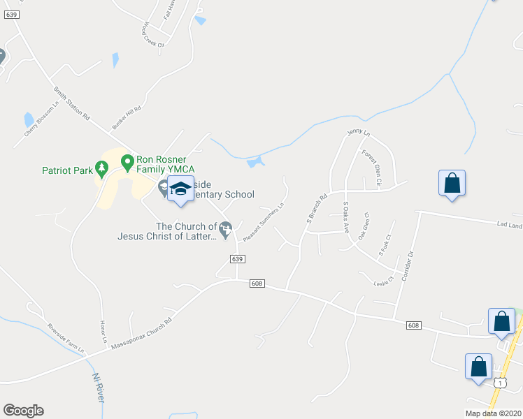 map of restaurants, bars, coffee shops, grocery stores, and more near 8710 Pleasant Summers Lane in Fredericksburg
