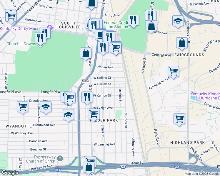 map of restaurants, bars, coffee shops, grocery stores, and more near 3925 Tulane Avenue in Louisville