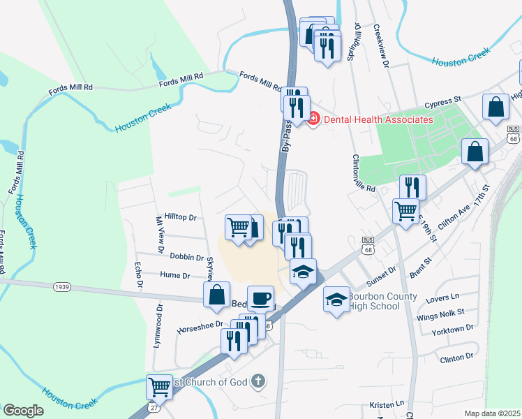map of restaurants, bars, coffee shops, grocery stores, and more near 1201 Arlington Drive in Paris