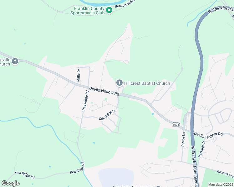 map of restaurants, bars, coffee shops, grocery stores, and more near Devils Hollow Road in Frankfort