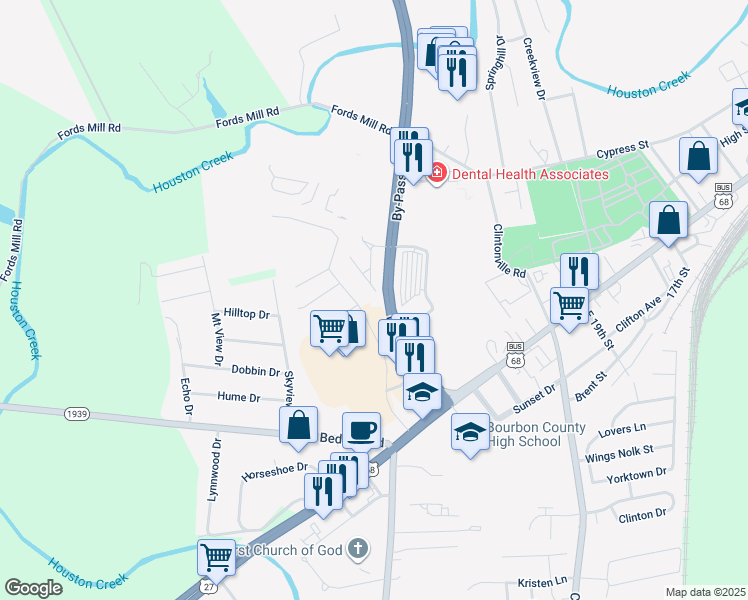 map of restaurants, bars, coffee shops, grocery stores, and more near 1201 Arlington Drive in Paris