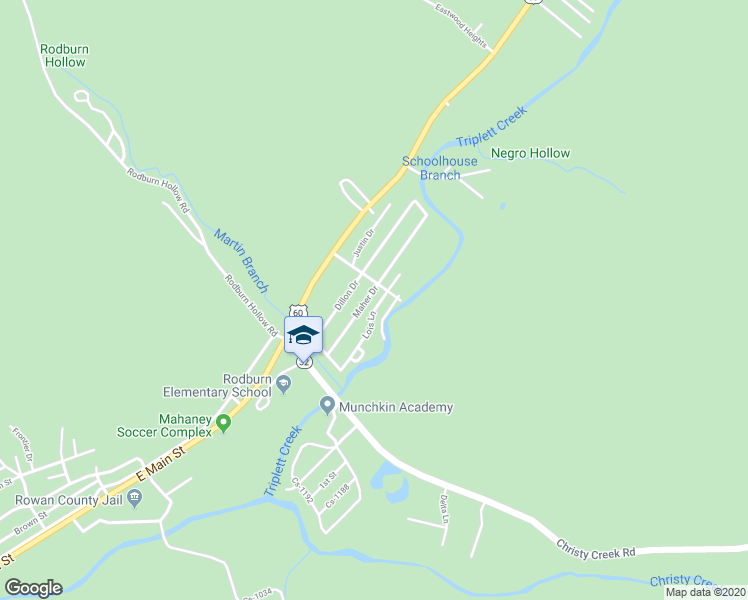 map of restaurants, bars, coffee shops, grocery stores, and more near 113 Maher Drive in Morehead
