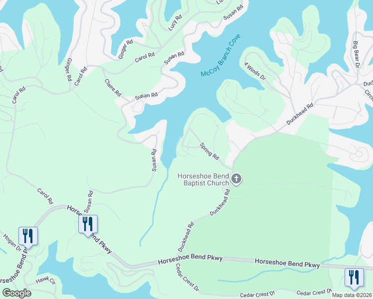 map of restaurants, bars, coffee shops, grocery stores, and more near 57 Maywood Drive in Lake Ozark