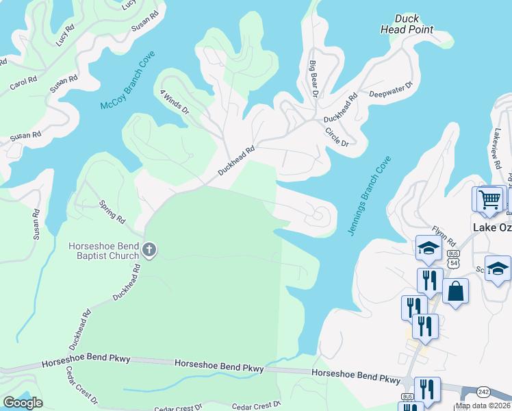 map of restaurants, bars, coffee shops, grocery stores, and more near 2-298 Claralyn Woods Dr in Lake Ozark
