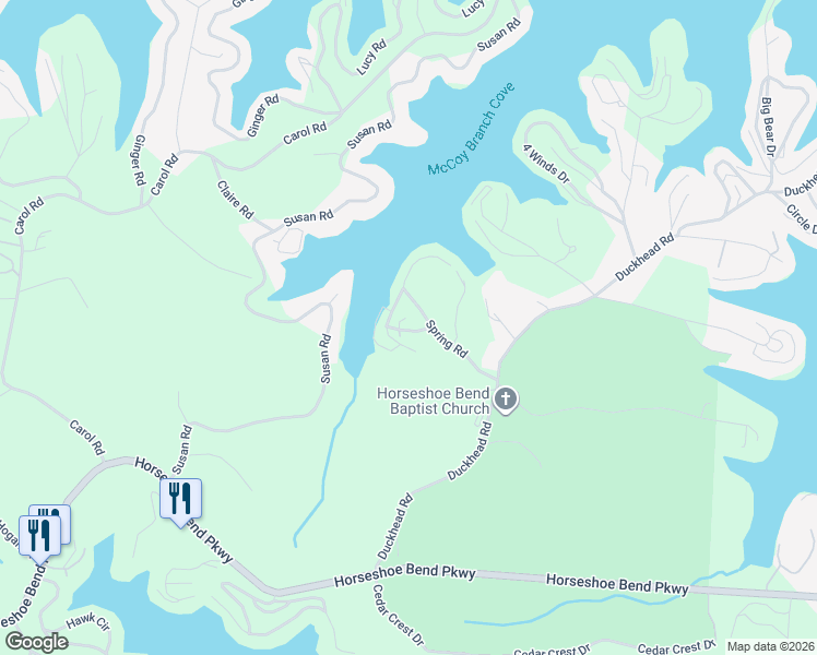 map of restaurants, bars, coffee shops, grocery stores, and more near 57 Maywood Drive in Lake Ozark