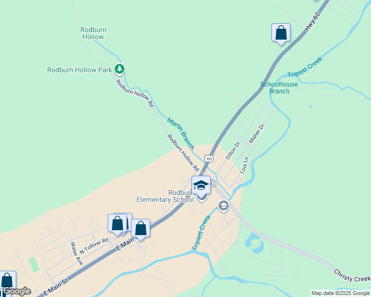 map of restaurants, bars, coffee shops, grocery stores, and more near 215 Rodburn Hollow Road in Morehead