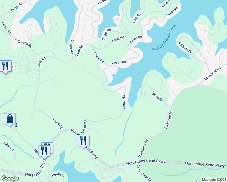 map of restaurants, bars, coffee shops, grocery stores, and more near 758 Susan Road in Lake Ozark