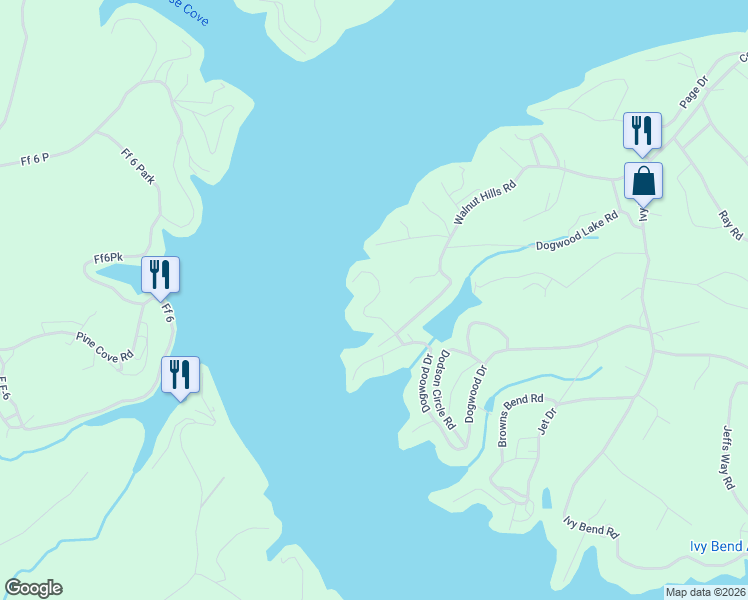 map of restaurants, bars, coffee shops, grocery stores, and more near Gentle Slope Road in Morgan County