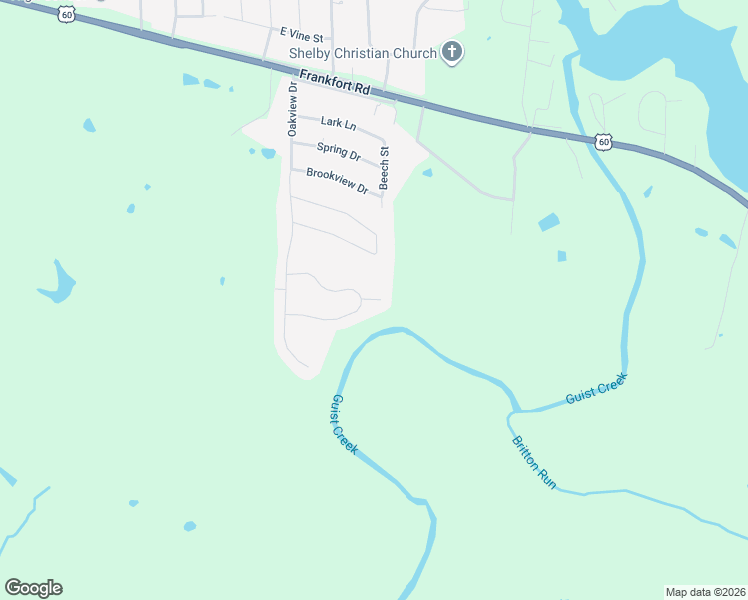 map of restaurants, bars, coffee shops, grocery stores, and more near 1560 Overlook Circle in Shelbyville