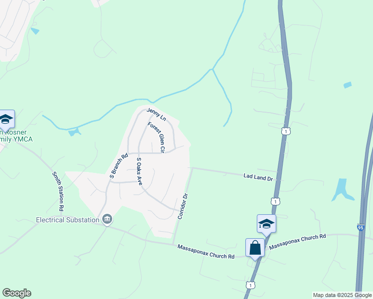 map of restaurants, bars, coffee shops, grocery stores, and more near 5302 South Branch Road in Fredericksburg