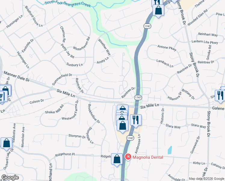map of restaurants, bars, coffee shops, grocery stores, and more near 3401 Rainview Circle in Louisville