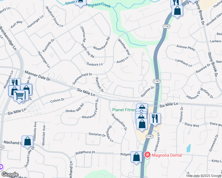 map of restaurants, bars, coffee shops, grocery stores, and more near 3221 Silver Springs Drive in Louisville