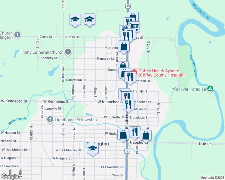 map of restaurants, bars, coffee shops, grocery stores, and more near 528 Wilson Street in Burlington