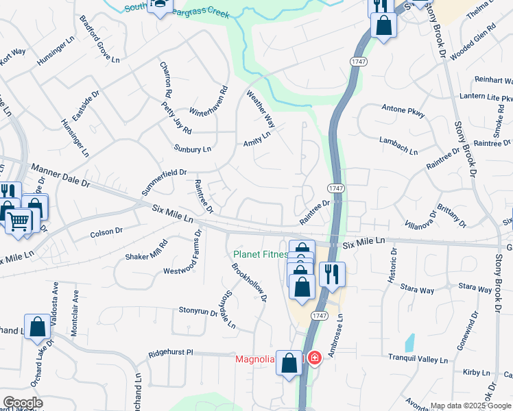 map of restaurants, bars, coffee shops, grocery stores, and more near 3311 Rainview Circle in Louisville