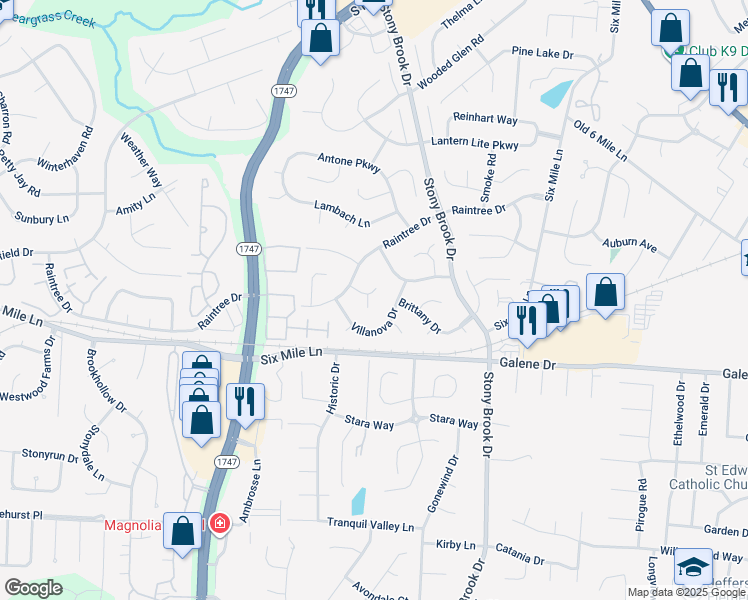 map of restaurants, bars, coffee shops, grocery stores, and more near 8606 Binnacle Court in Louisville