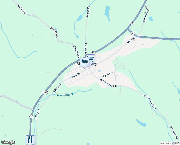 map of restaurants, bars, coffee shops, grocery stores, and more near 102 Montgomery Street in Sharpsburg