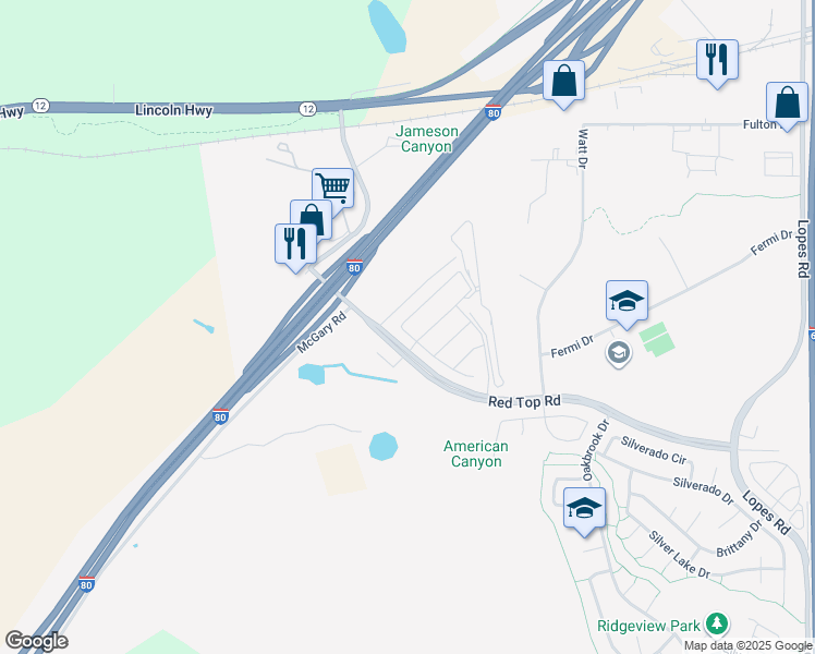 map of restaurants, bars, coffee shops, grocery stores, and more near 5227 Waterleaf Lane in Fairfield
