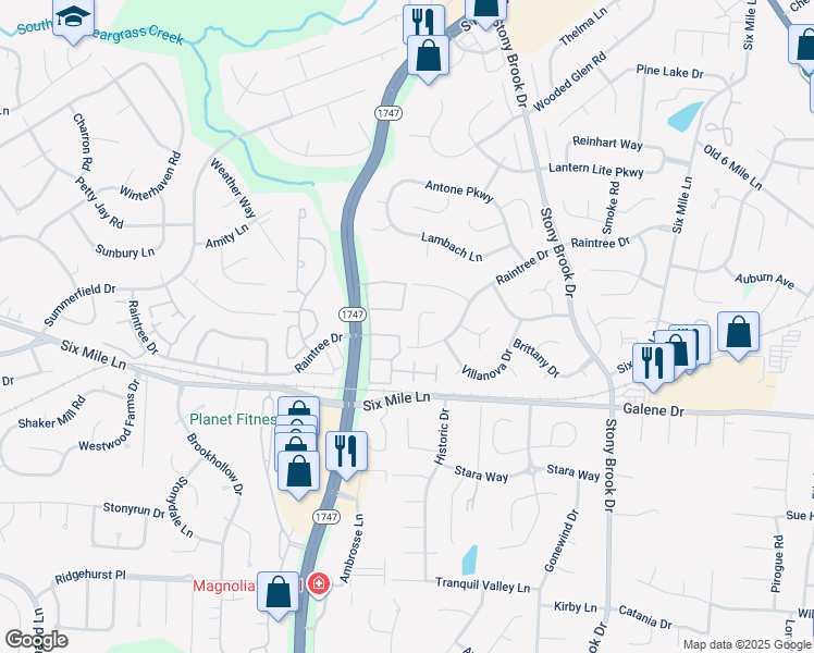 map of restaurants, bars, coffee shops, grocery stores, and more near 3220 Vale Wood Court in Louisville