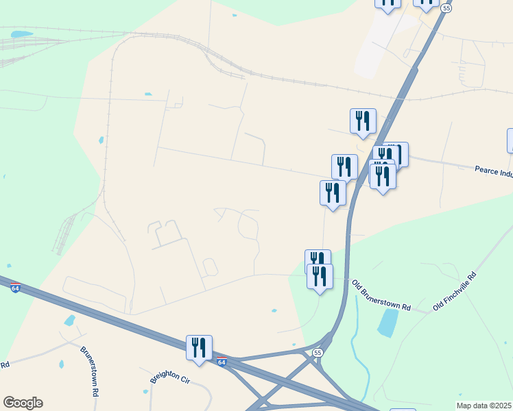 map of restaurants, bars, coffee shops, grocery stores, and more near 584 Old Brunerstown Road in Shelbyville