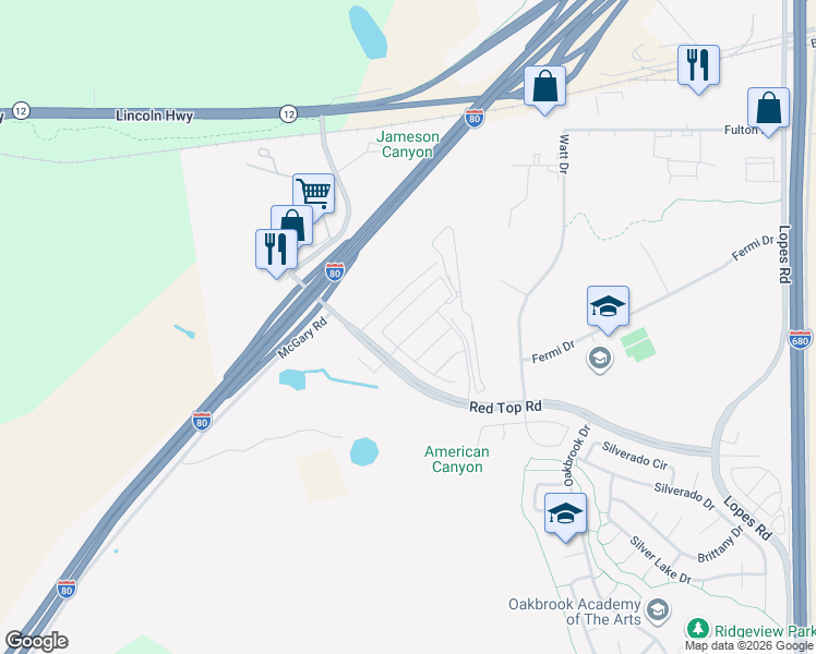 map of restaurants, bars, coffee shops, grocery stores, and more near 5244 Valerian Drive in Fairfield