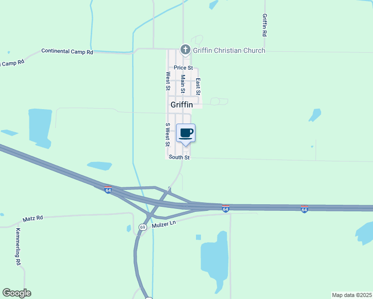 map of restaurants, bars, coffee shops, grocery stores, and more near 122 Upper Griffin Road in Griffin