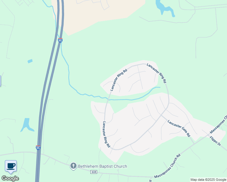 map of restaurants, bars, coffee shops, grocery stores, and more near 3613 Lancaster Ring Road in Fredericksburg