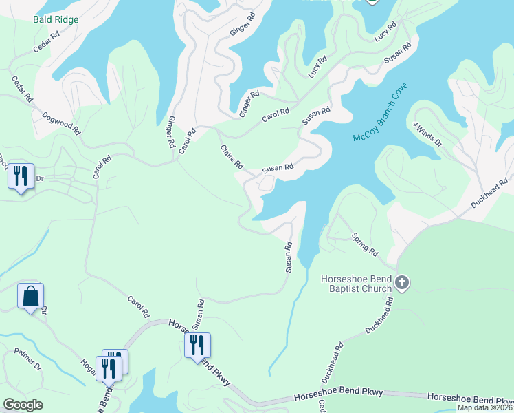 map of restaurants, bars, coffee shops, grocery stores, and more near 932 Susan Road in Lake Ozark