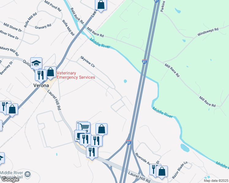 map of restaurants, bars, coffee shops, grocery stores, and more near 5 Ken-View Avenue in Verona