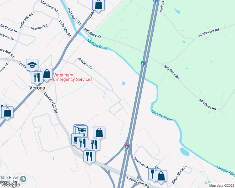 map of restaurants, bars, coffee shops, grocery stores, and more near 16 Ken-View Avenue in Verona