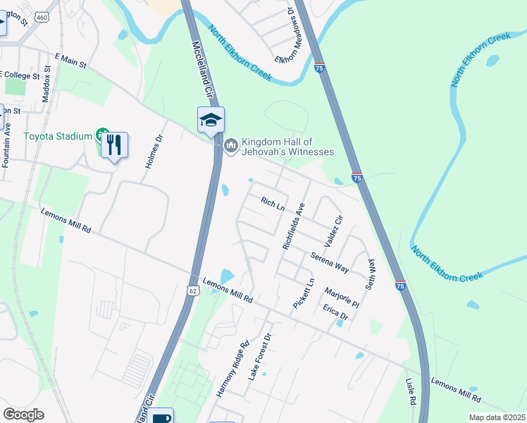 map of restaurants, bars, coffee shops, grocery stores, and more near 111 Castanet Court in Georgetown