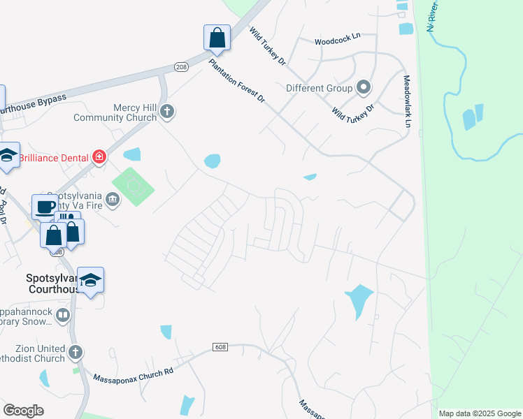 map of restaurants, bars, coffee shops, grocery stores, and more near 9014 English Lane in Spotsylvania Courthouse