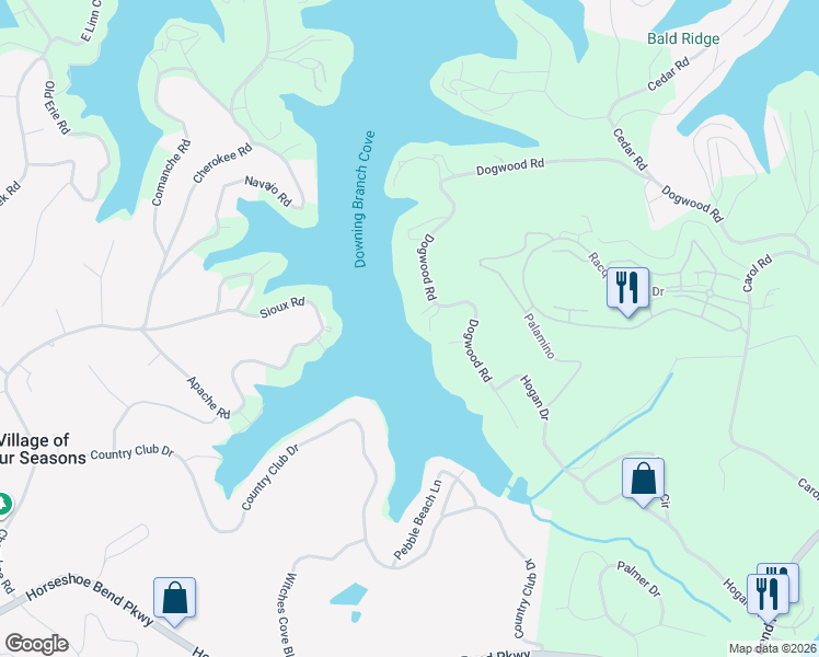 map of restaurants, bars, coffee shops, grocery stores, and more near 1195 Dogwood Road in Lake Ozark