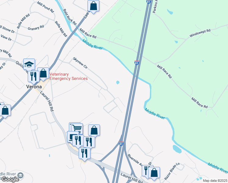 map of restaurants, bars, coffee shops, grocery stores, and more near 16 Ken-View Avenue in Verona