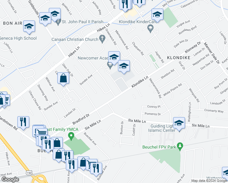 map of restaurants, bars, coffee shops, grocery stores, and more near 3765 Glenmeade Road in Louisville