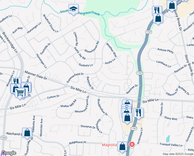 map of restaurants, bars, coffee shops, grocery stores, and more near 3206 Abshire Lane in Louisville
