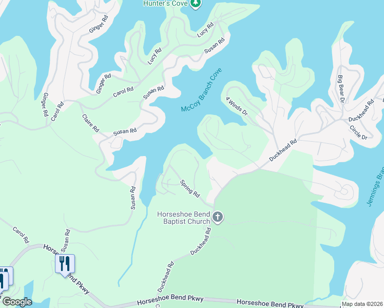 map of restaurants, bars, coffee shops, grocery stores, and more near 698 Spring Road in Lake Ozark
