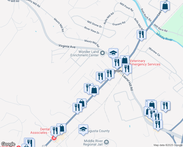 map of restaurants, bars, coffee shops, grocery stores, and more near 81 Holly Lane in Verona