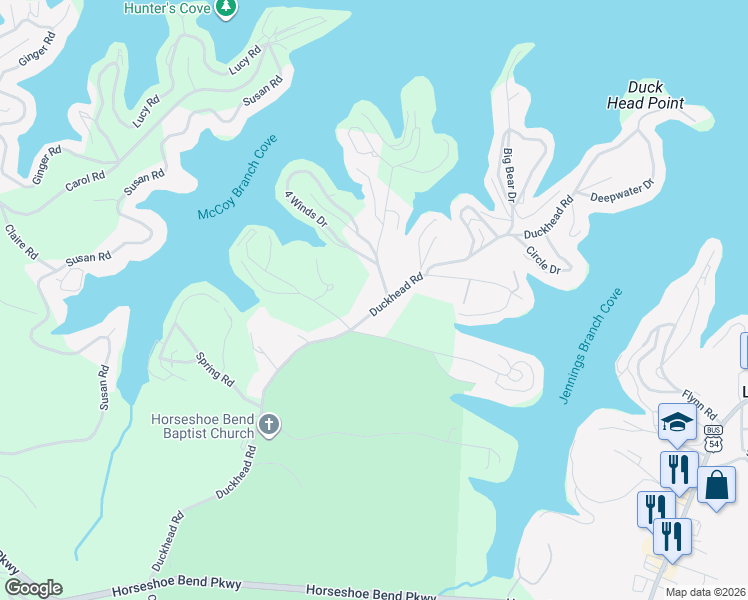 map of restaurants, bars, coffee shops, grocery stores, and more near 897 Duckhead Road in Lake Ozark