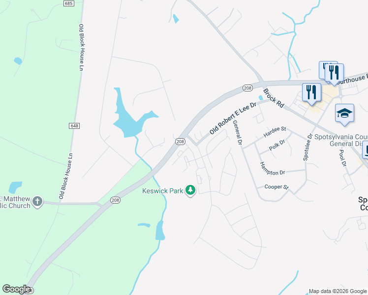 map of restaurants, bars, coffee shops, grocery stores, and more near 8726 Shane Lane in Spotsylvania Courthouse
